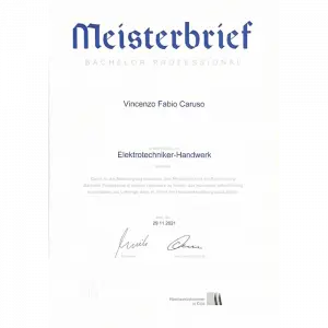 Meisterbrief Vincenzo Caruso